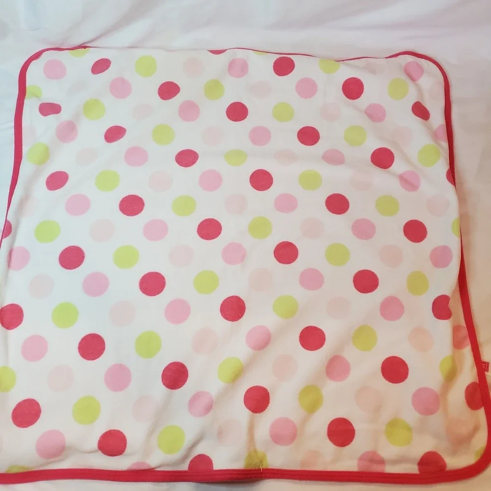 Carters Receiving Security Baby Blanket Pink Green Polka Dot